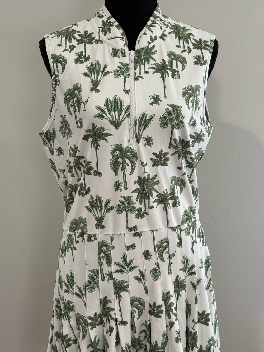 Smith&Quin XLSleeveless White Dress with Green Palm Print w Pocket 393 - Picture 2 of 9